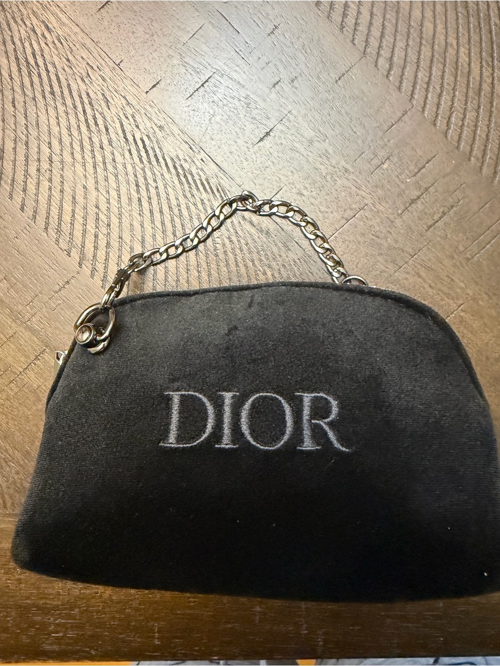 Dior Black Velvet Clutch with Gold Chain